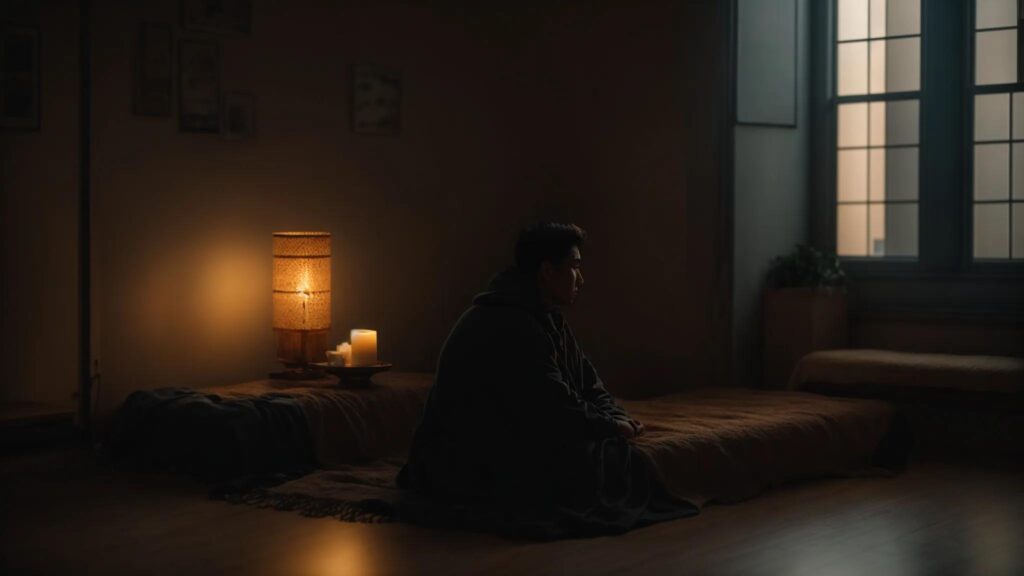 a serene, dimly-lit room with a softly glowing window casts gentle light on a solitary, contemplative figure surrounded by scattered symbols of mental health awareness, inviting viewers to reflect on the importance of recognizing unignorable signs of emotional distress.