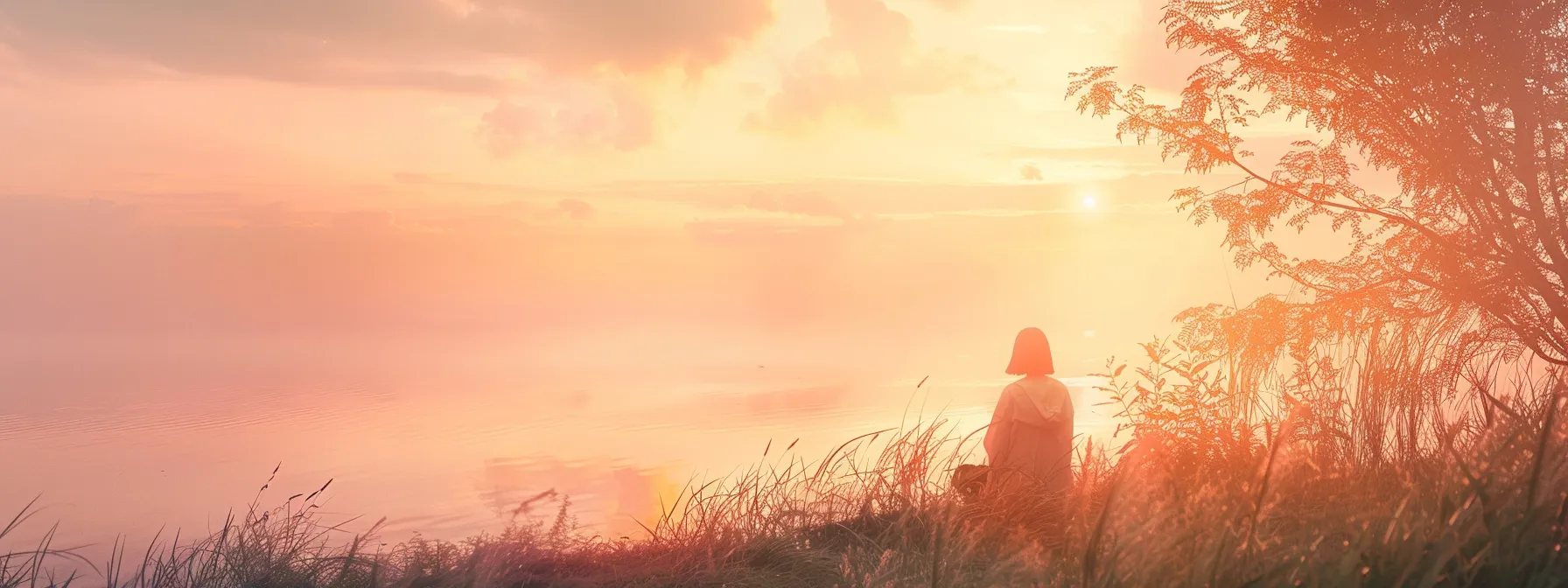 a serene nature setting bathed in soft pastel hues, depicting a solitary figure gazing towards the horizon, symbolizing hope and recovery in the journey of addiction and mental health treatment.