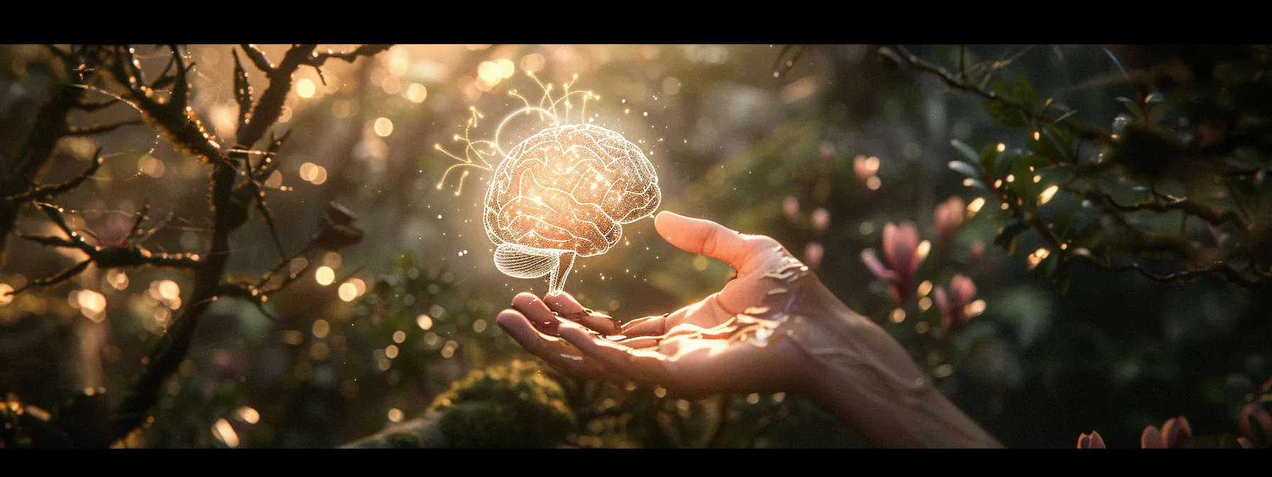 a serene nature setting bathed in soft pastels, featuring a person reaching out towards an ethereal representation of a brain and heart intertwined, symbolizing hope and compassion in the journey of addiction recovery.
